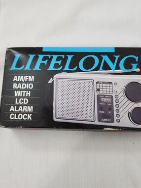 Lifelong AM/FM Radio with LCD Alarm Clock - Silver/Black Model 845 VTG